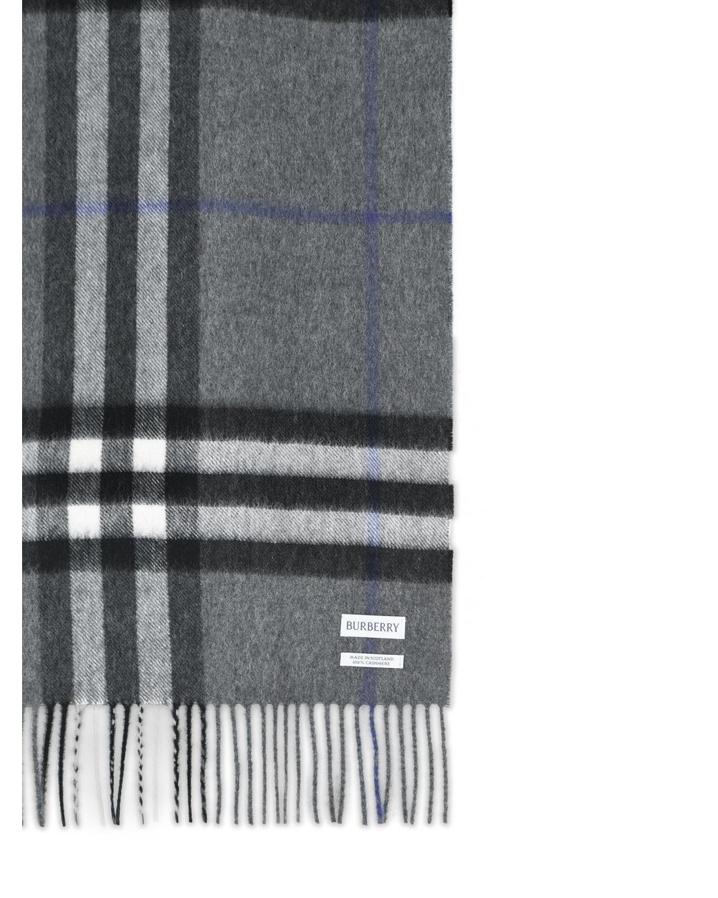 Burberry Gray 'Mu Giant Check' Cashmere Scarf