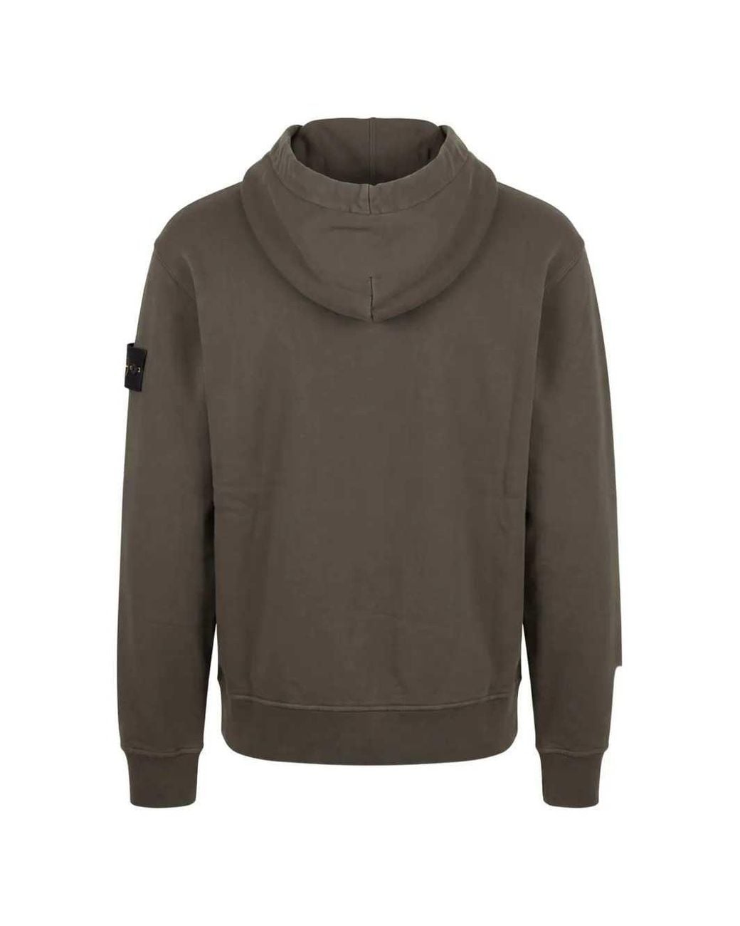 Stone Island Black Zip-Up Hoodie With Logo Appliqué