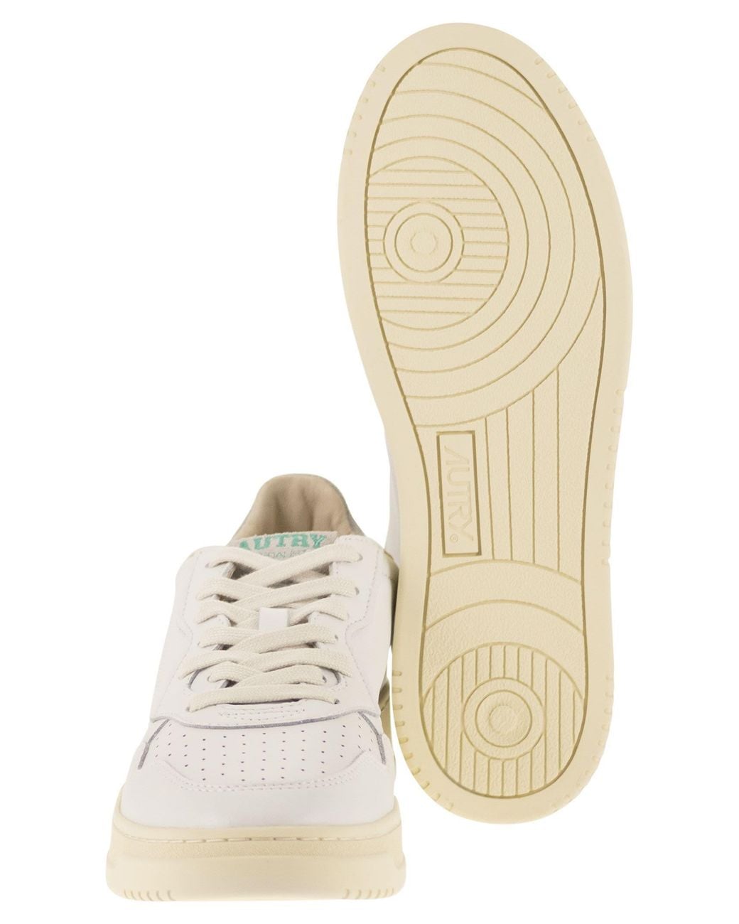 Autry White Medalist Low Leather Trainers With Suede Details