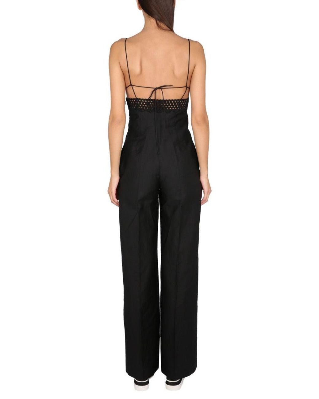 Stella McCartney Black Linen Blend Sangallo Bustier Jumpsuit