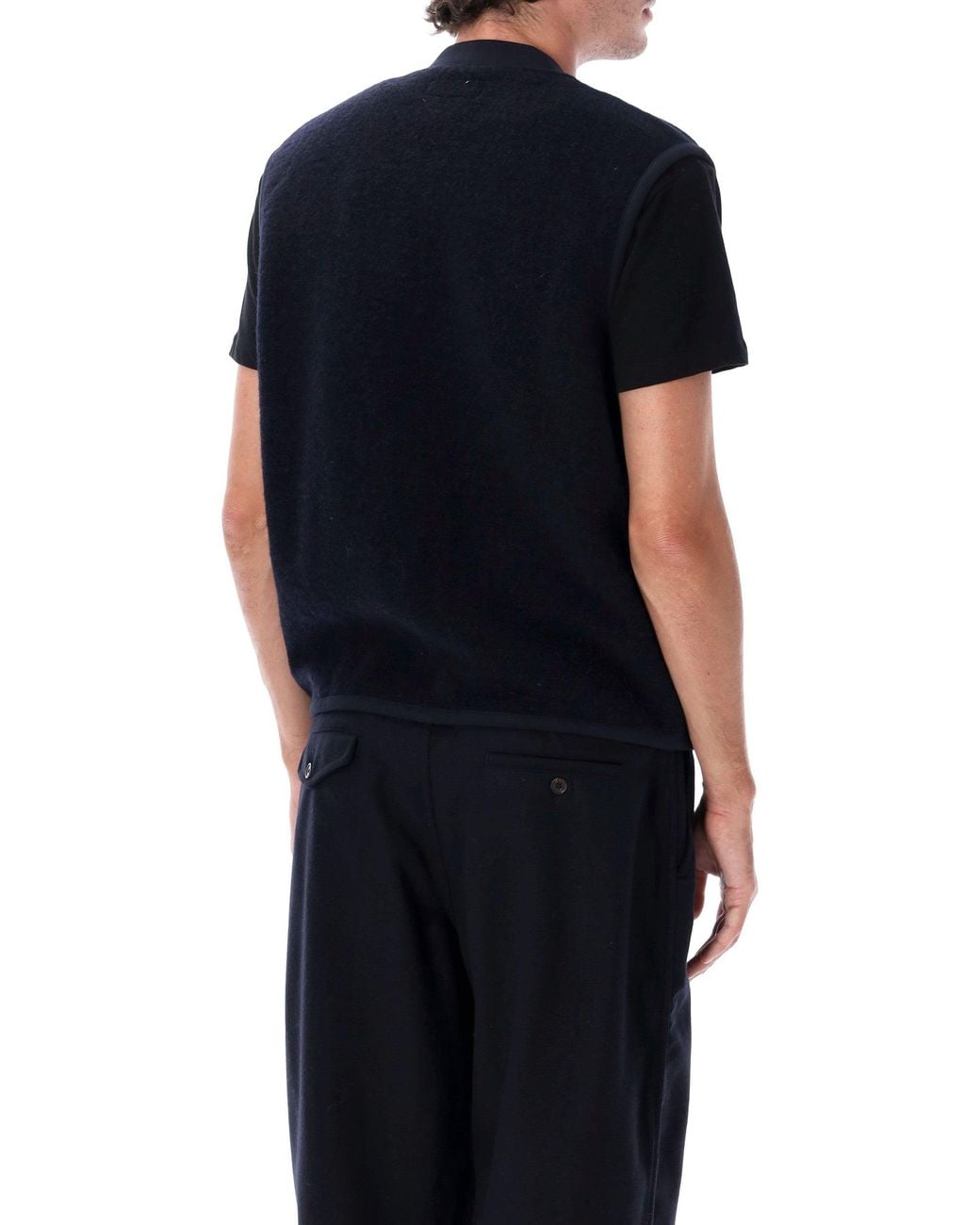 Universal Works Black Wool Fleece Knit Waistcoat