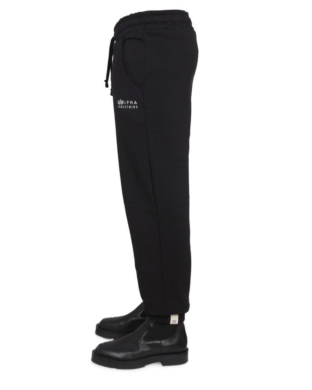 Alpha Industries Black Pataloni With Logo for men