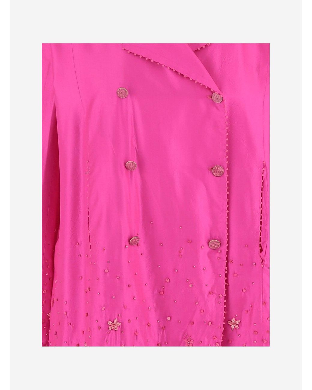 Péro Pink Zweireihige Seidenjacke