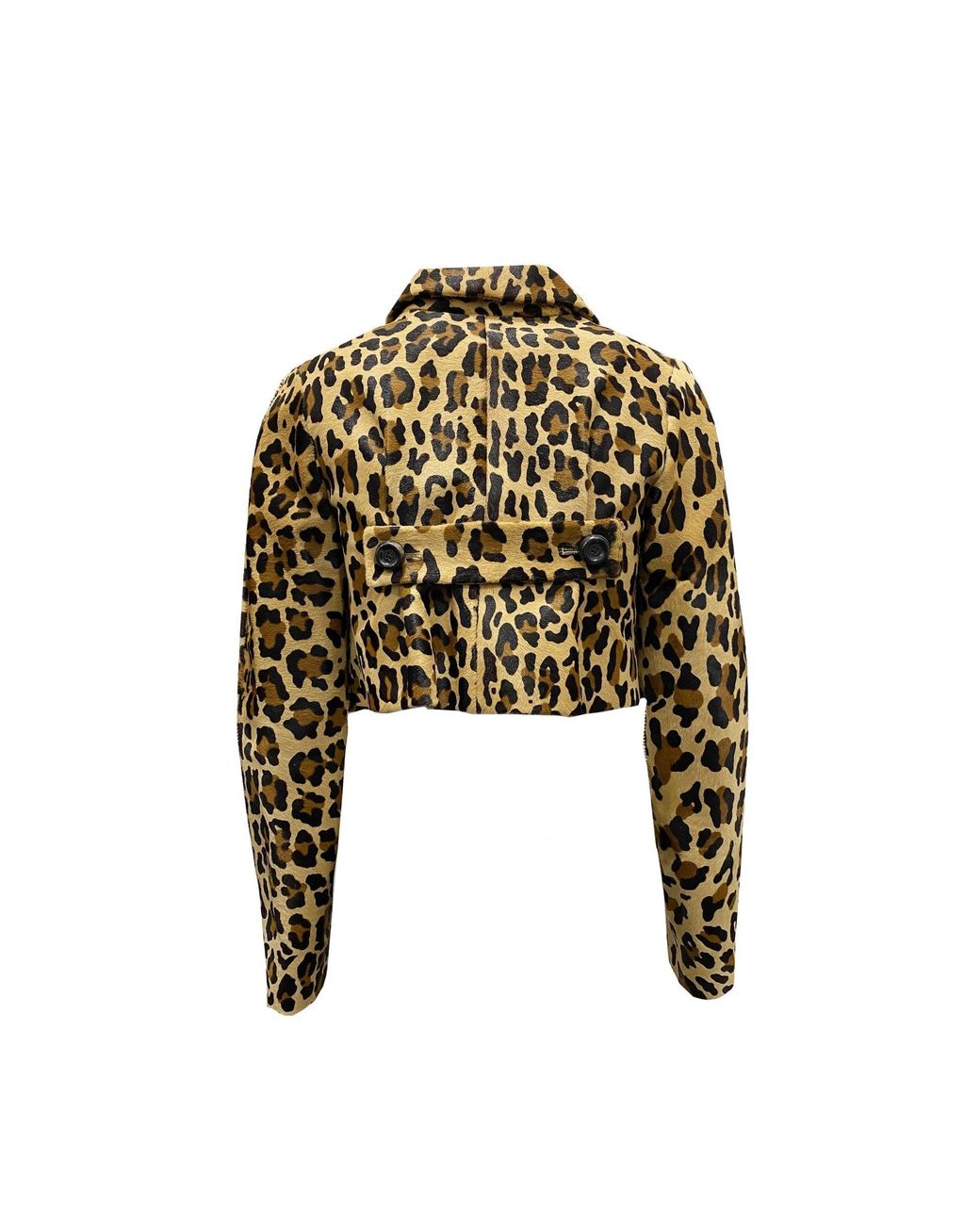 DSquared² Black Leopard Calf Hair Cropped Jacket