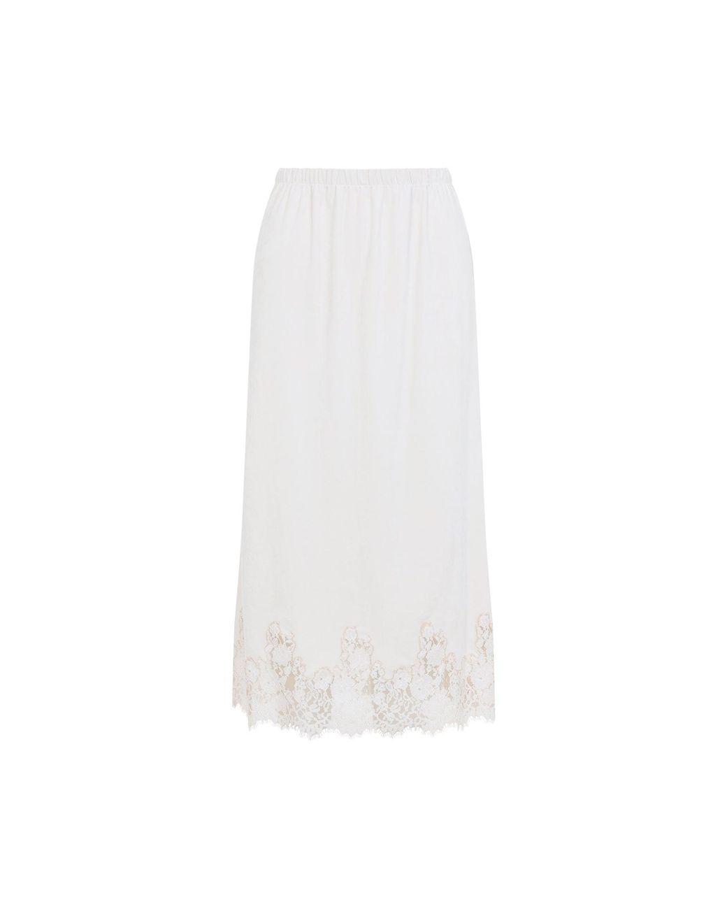 Alberta Ferretti White Velvet Pencil Skirt