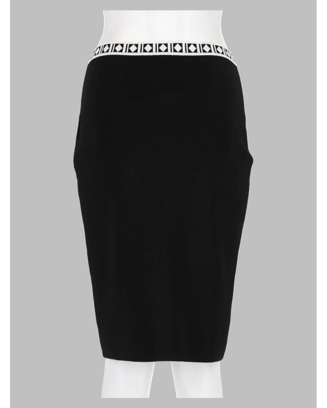 Versace Black Embroidered Stretch Skirt With Viscose-Blend Outer