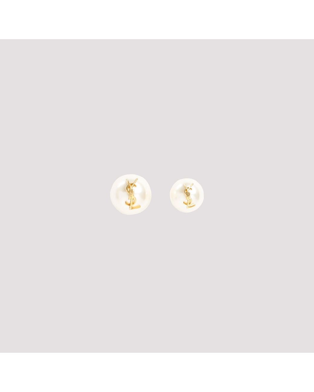 Saint Laurent Pink Pearl Earrings With Monogram
