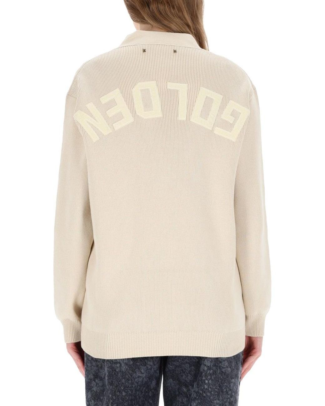 Golden Goose Deluxe Brand Natural Knit Cardigan With Button-Down Front