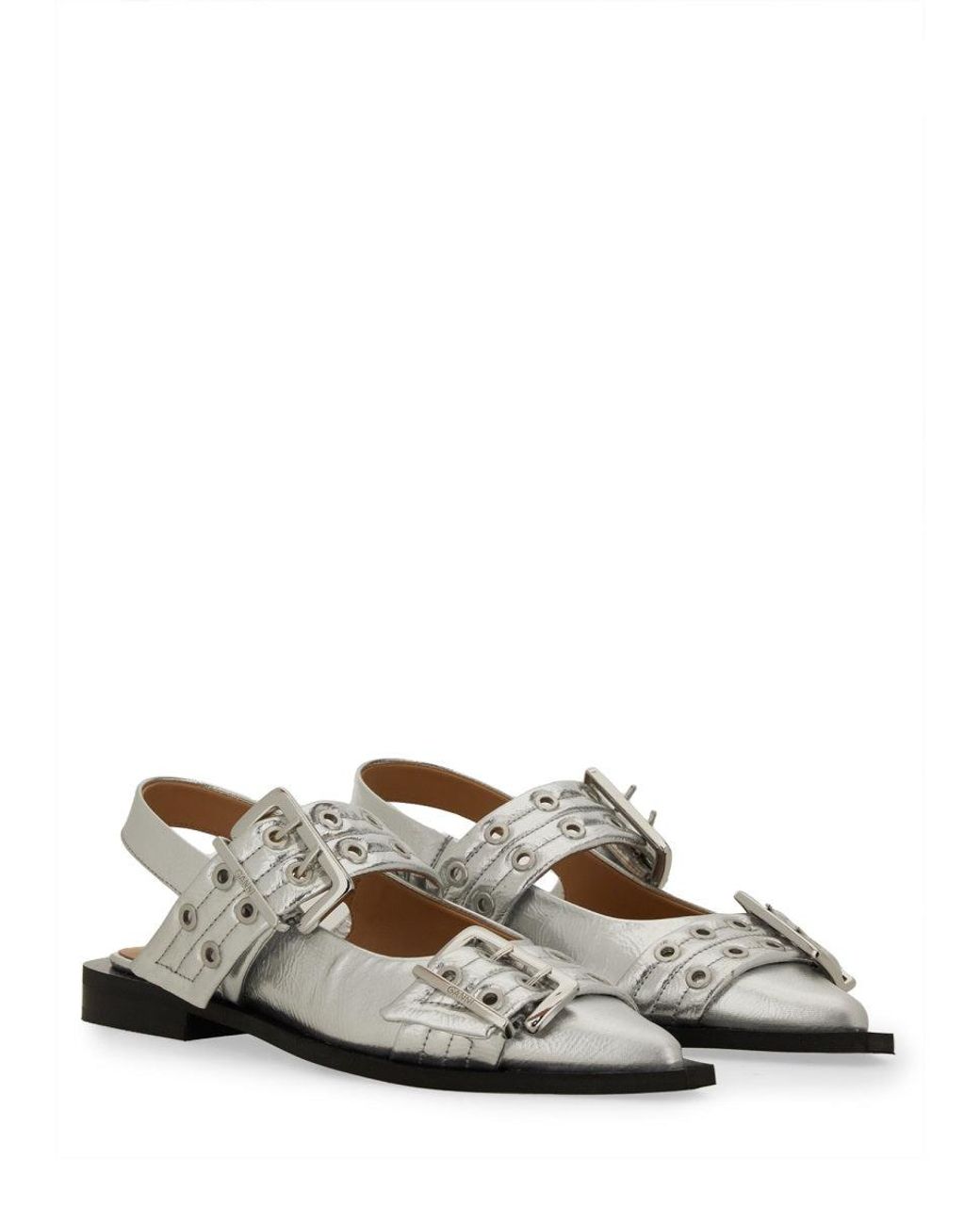 Ganni White Ballerina With Buckle