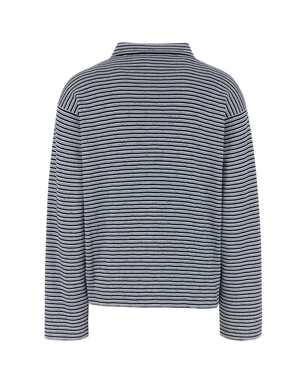 Miu Miu Gray Stripes Shirt Collar Polo