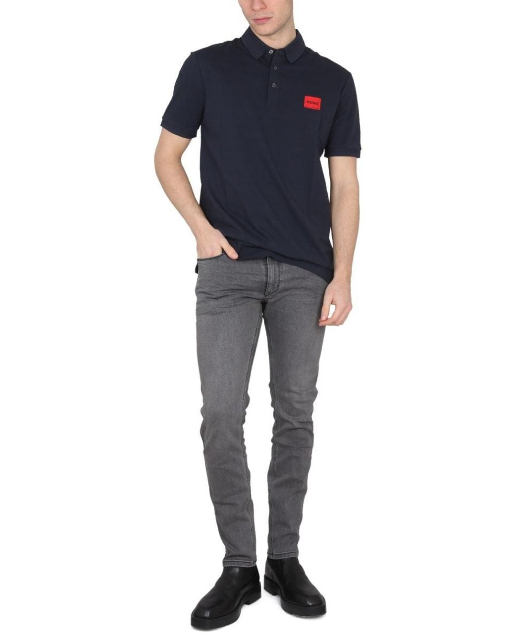HUGO Blue Polo Con Patch Logo