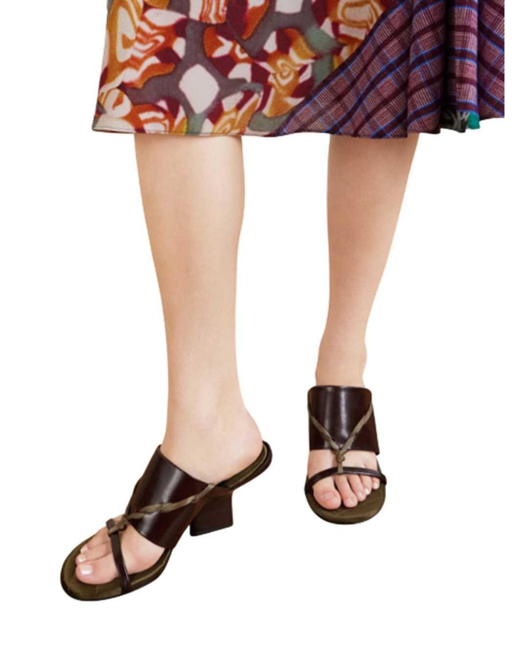 Dries Van Noten Brown Leather Slippers With Satin Trim