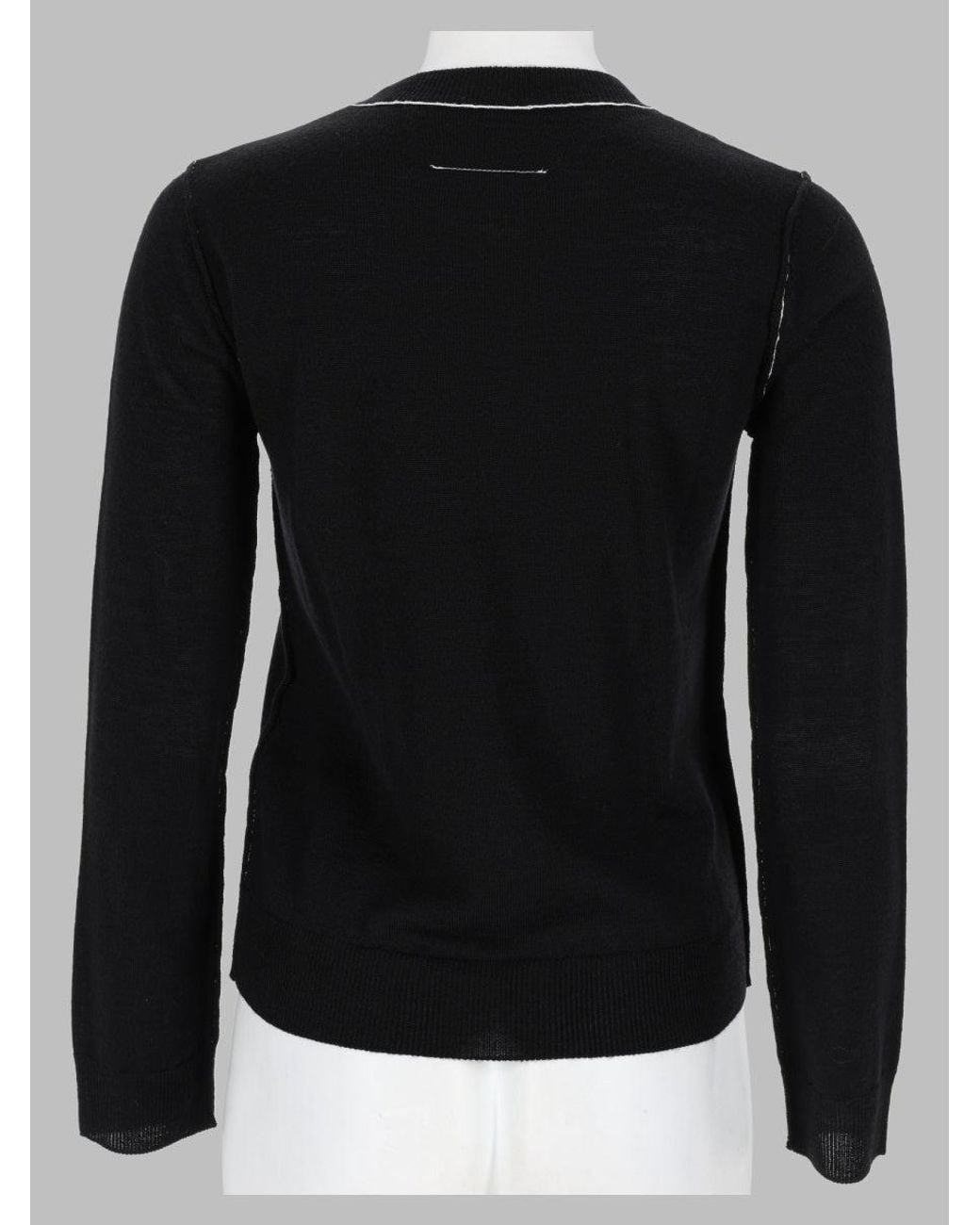 MM6 by Maison Margiela Black Wool Blend Long Sleeve Sweater