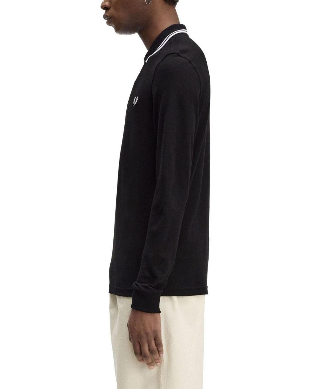 Fred Perry Black Double Line Polo Shirt