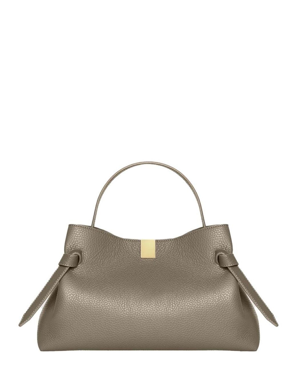 Yuzefi Brown Pebble-Grain Leather Top Handle Bag