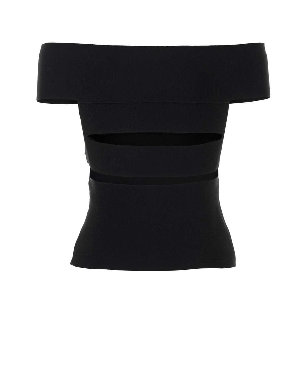 McQueen Black Off-Shoulder Sliced Mini Top