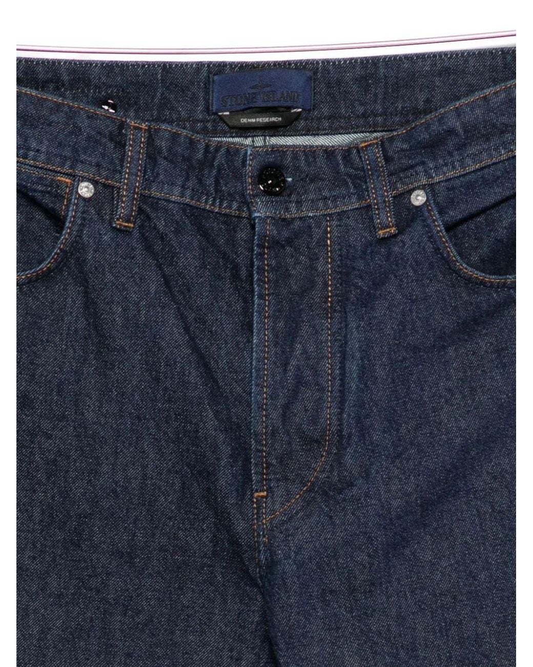 Stone Island Blue Denim Cotton Jeans for men
