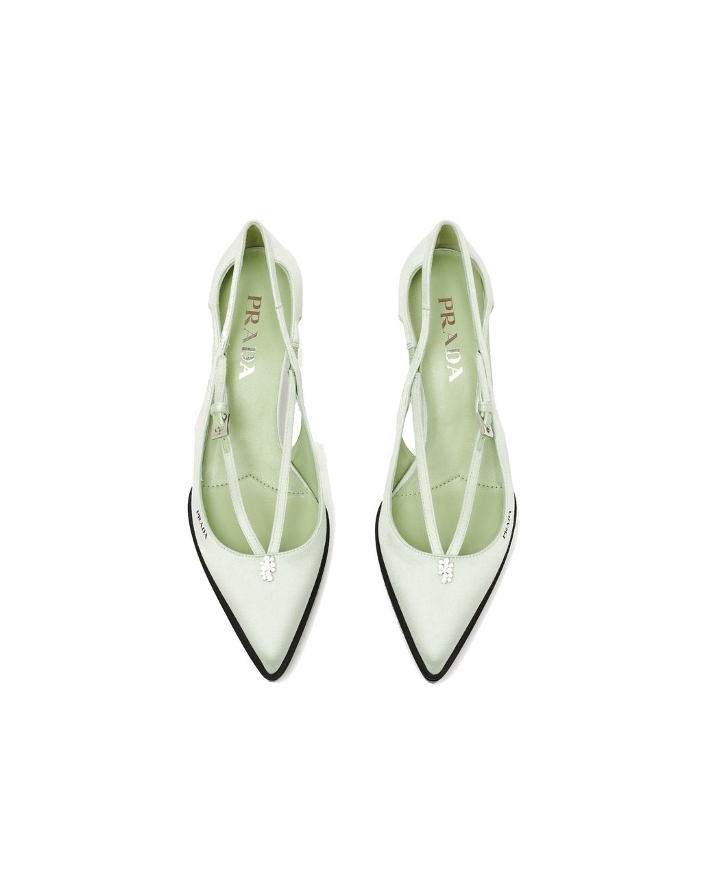 Prada White Cut-Out Satin Pumps