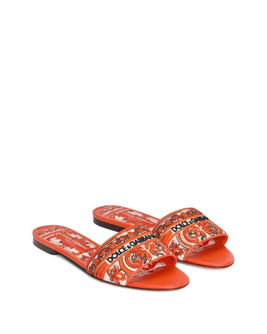 Dolce & Gabbana Multicolor Dolce & Gabbana Maiolica Print Flat Sandals
