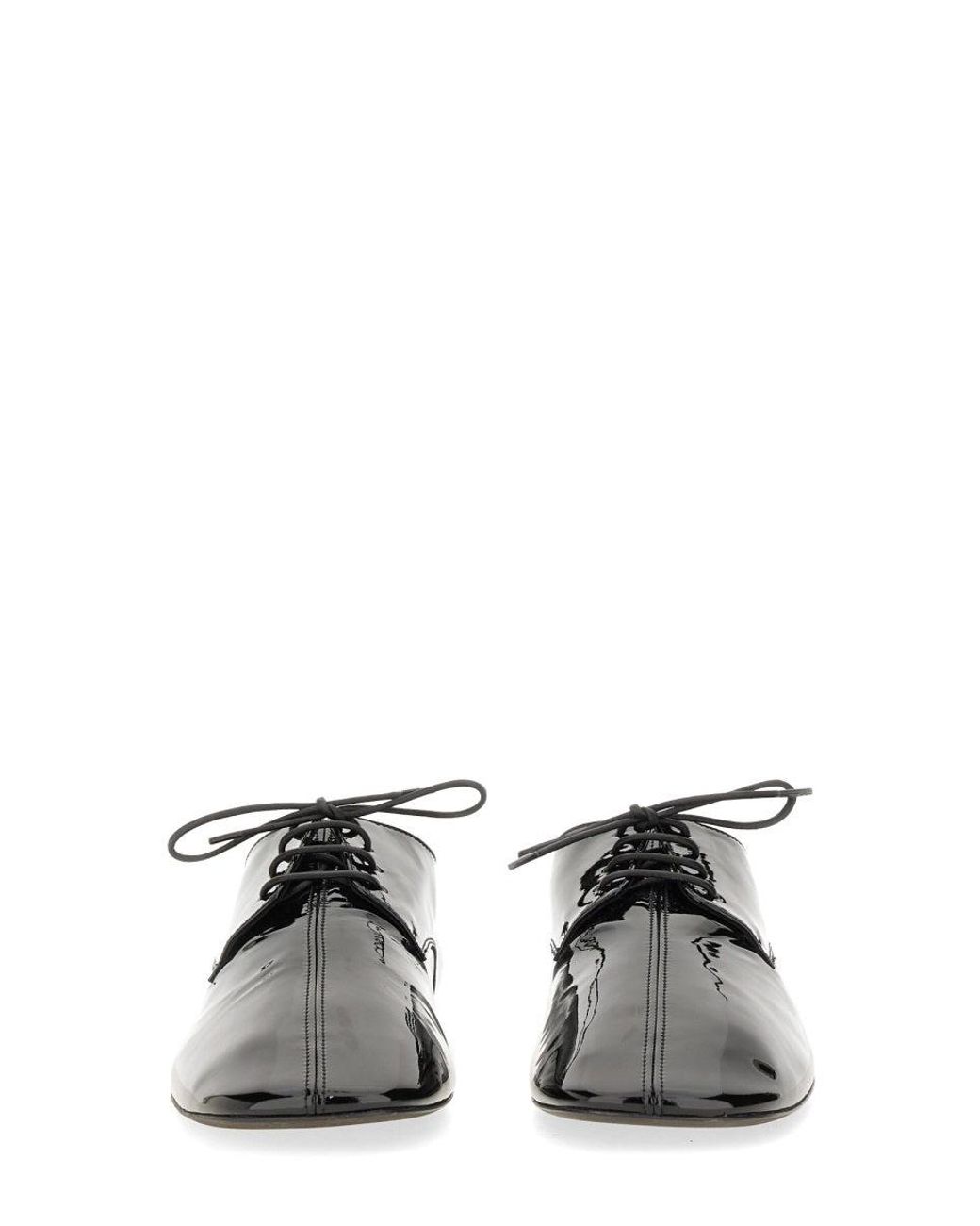 Dries Van Noten Black Shiny Leather Lace Up Shoe