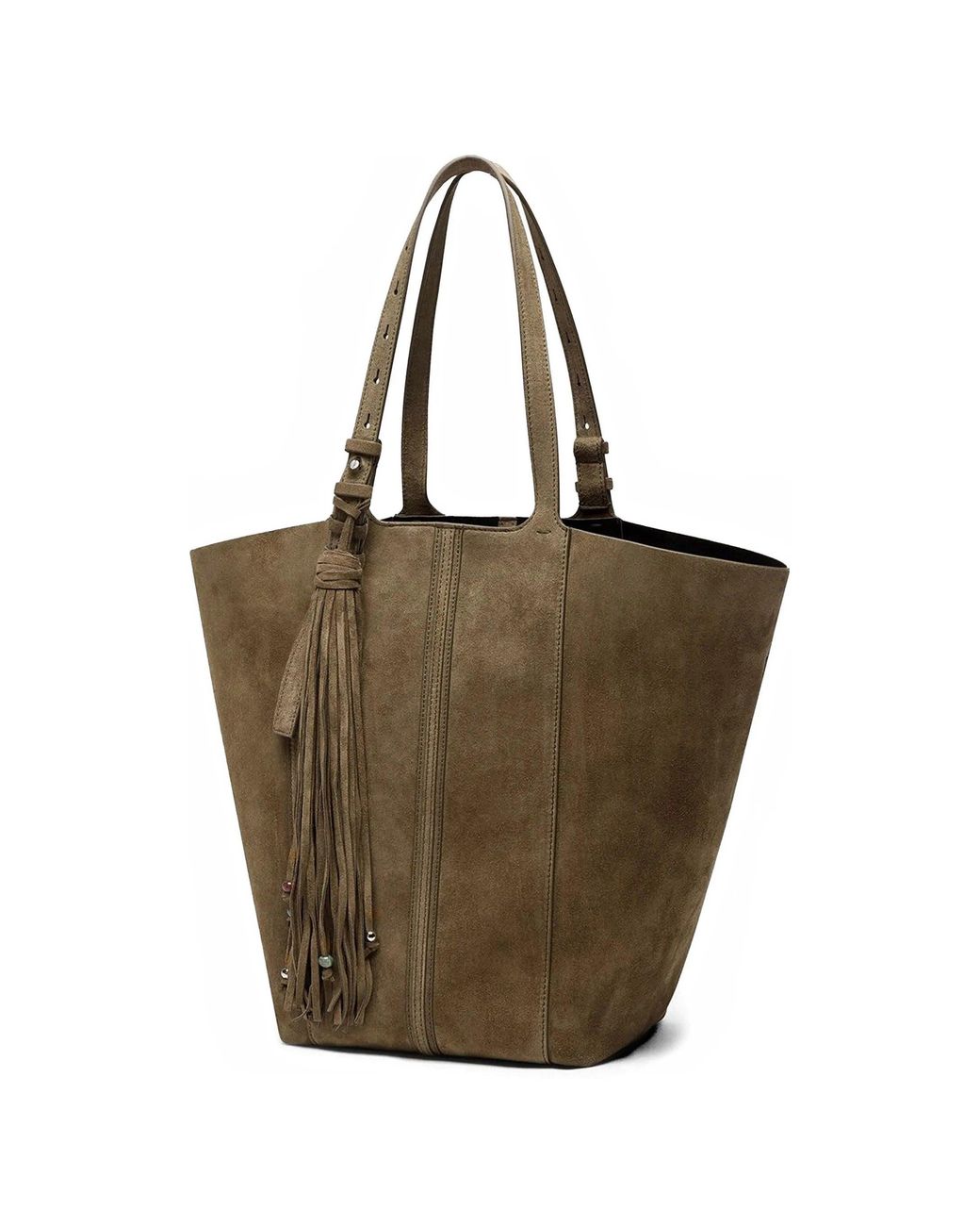 Golden Goose Deluxe Brand Brown Shopping 24.7 Ns Suede Body With Nappa Fringe And Beads Metal Details