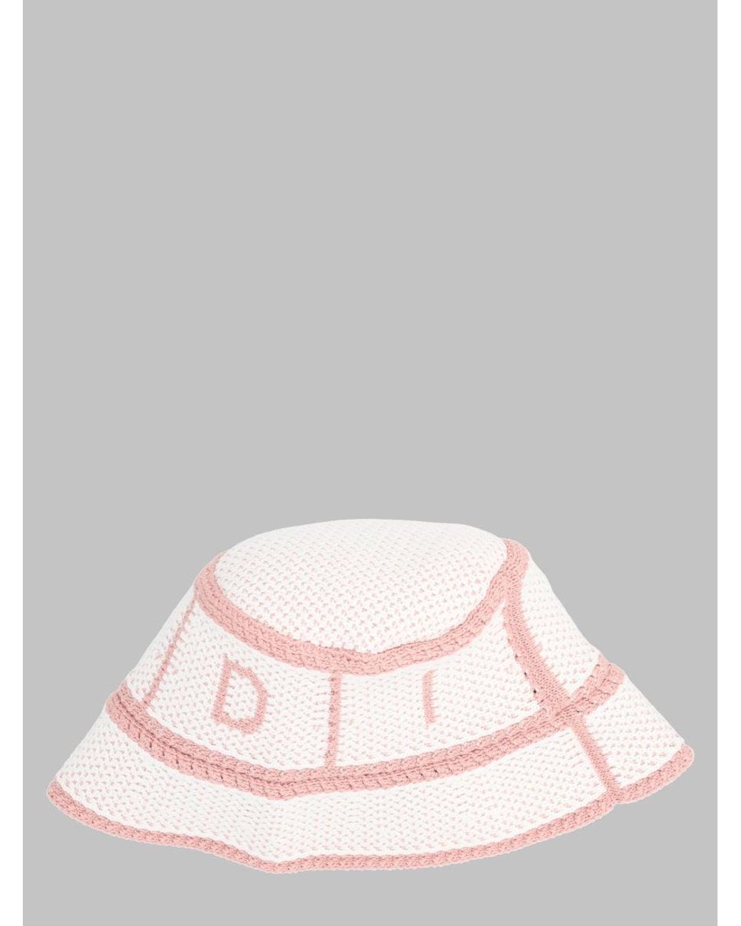 Fendi Pink Bucket Hat Crochet Cotton Polyamide
