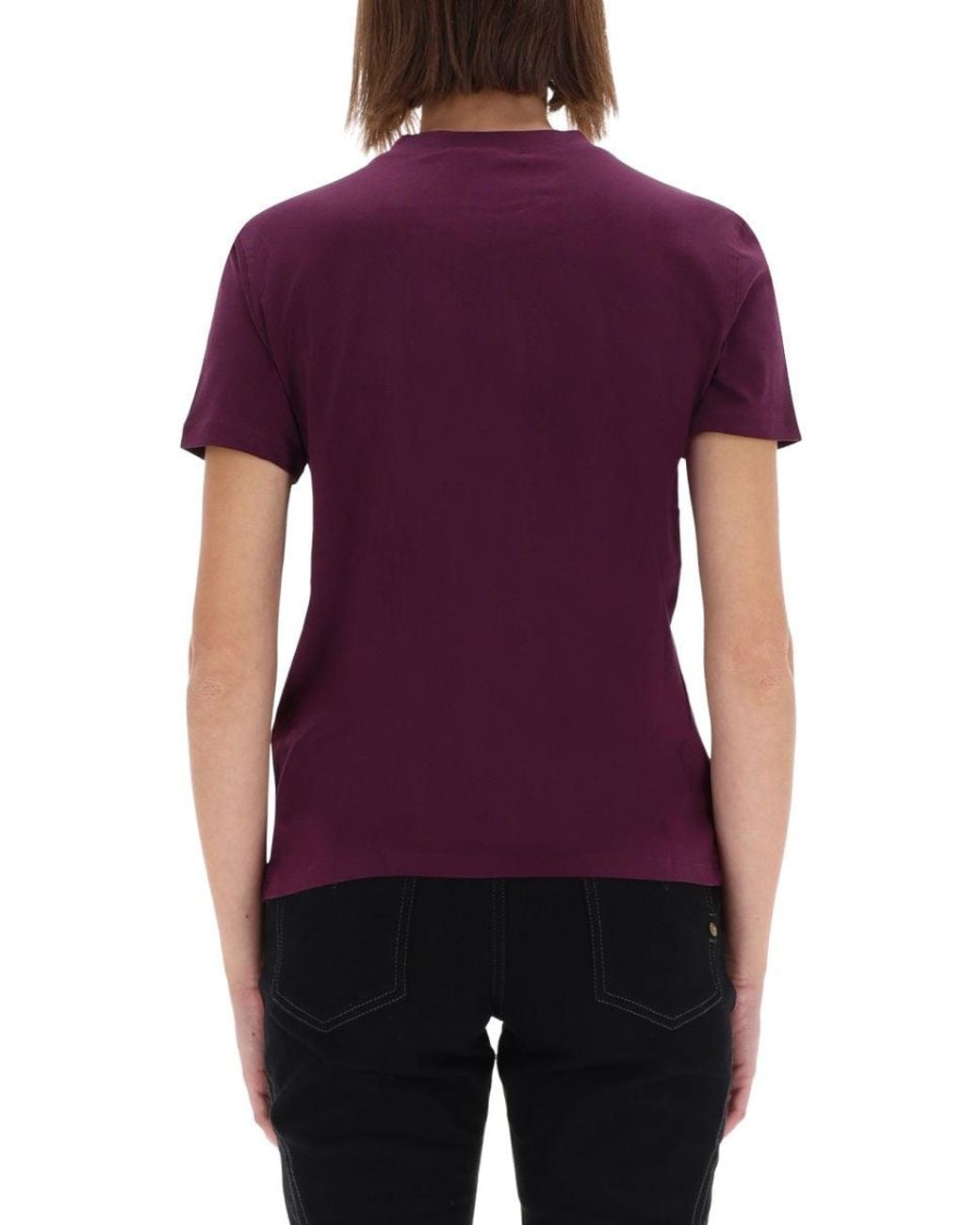 Versace Jeans Couture Purple T-Shirt With Logo And Rhinestones