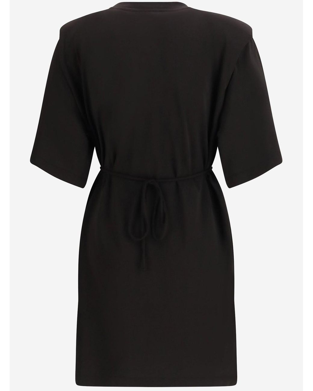 Pinko Black Allie Short Dress With Structured Shoulders And Chain
