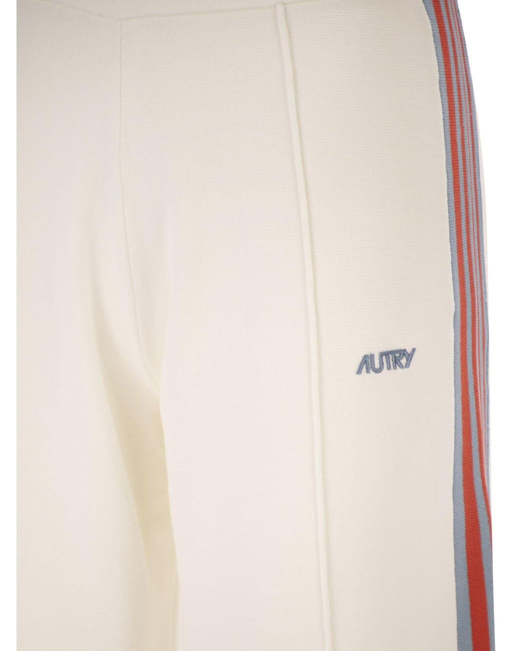 Autry White Viscose Track Trousers With Side Stripes