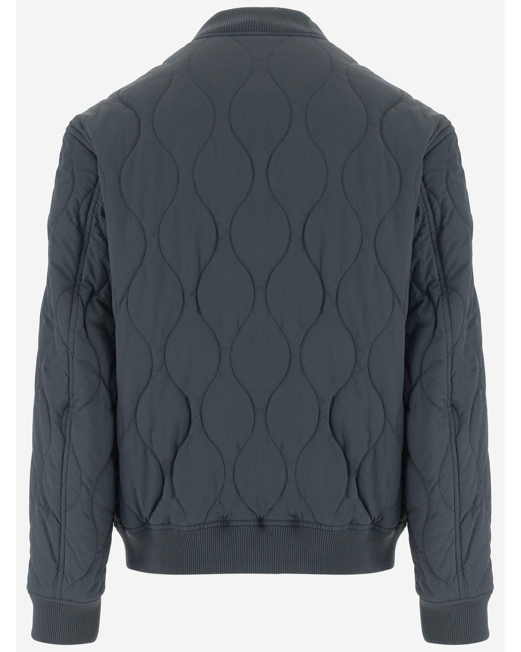 Boss Blue Nylon Jacket With Quilted Pattern