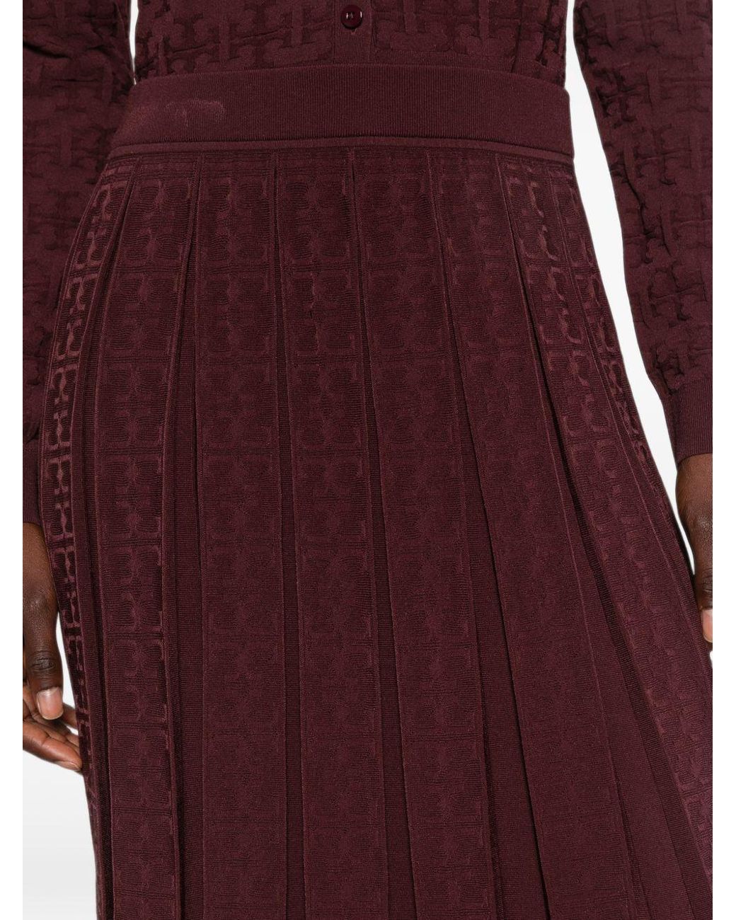 Tory Burch Purple Pleated Long Skirt