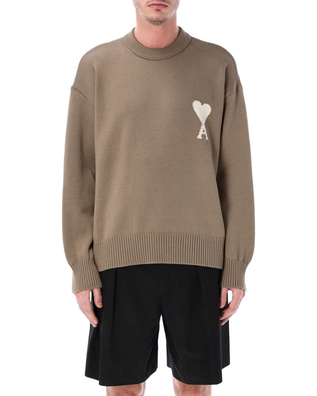 AMI Natural Ami De Coeur Crewneck Knit
