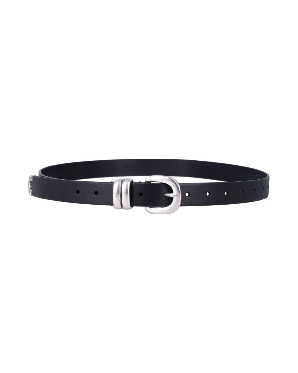 By Malene Birger Black Zoilo Slim Leather Belt With 2.5 Cm Width And Rounded Buckle