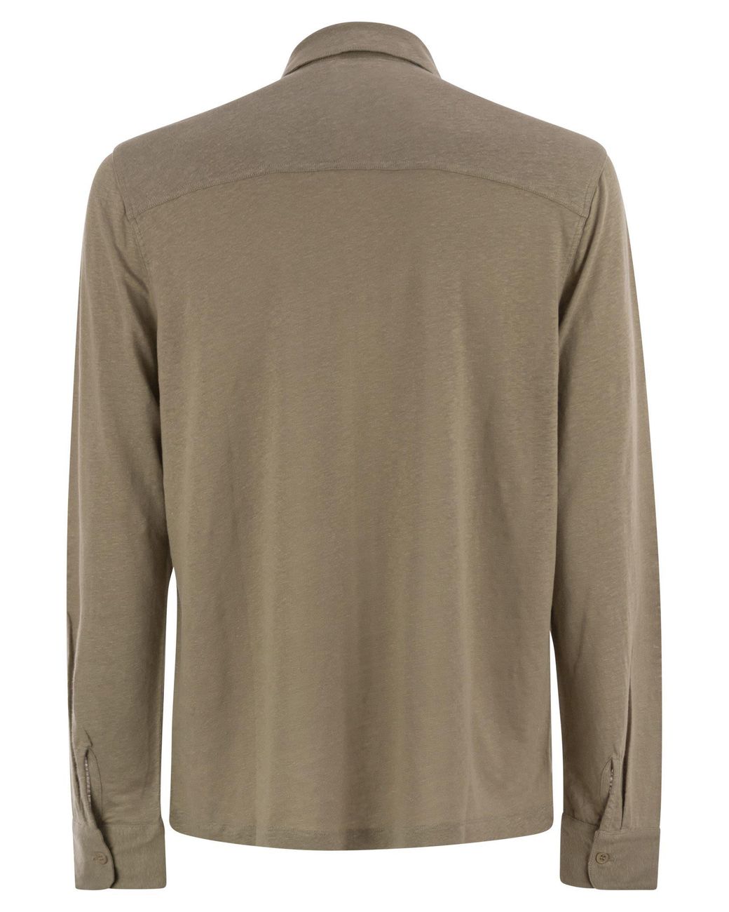 Majestic Brown Linen Long-Sleeved Shirt for men