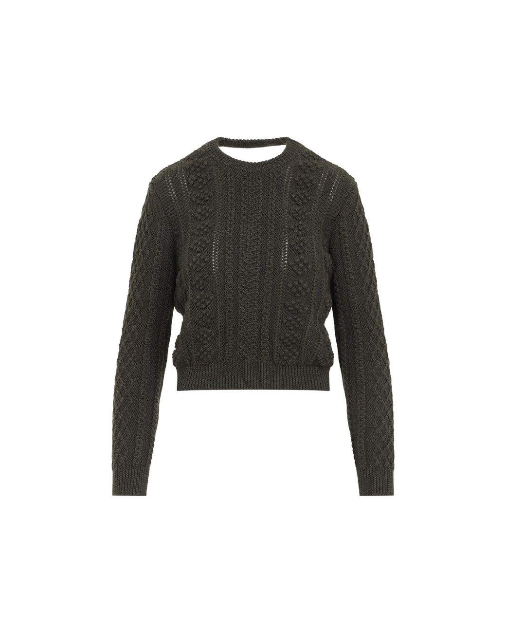 Jil Sander Black Thyme Cable-Knit Cropped Sweater