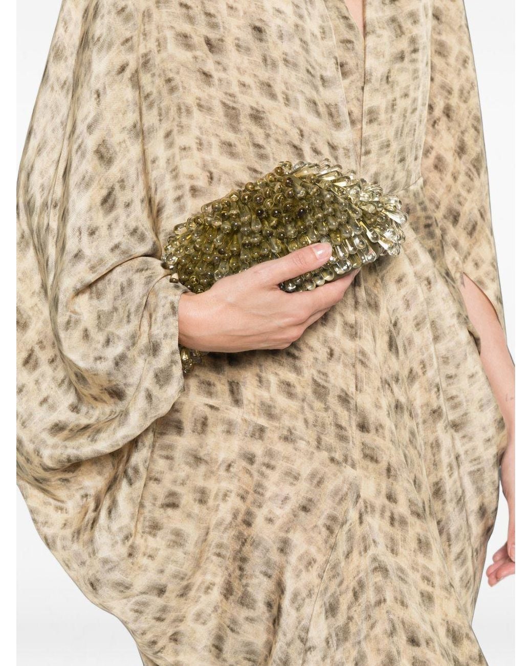 Cortana Natural Mayu Printed Long Dress