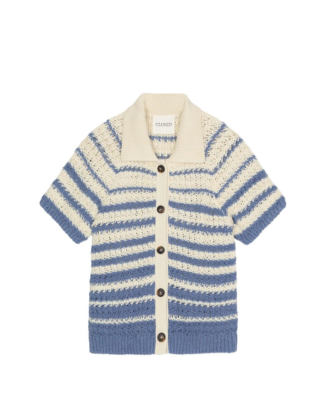 Closed Blue Striped Cotton Cardigan