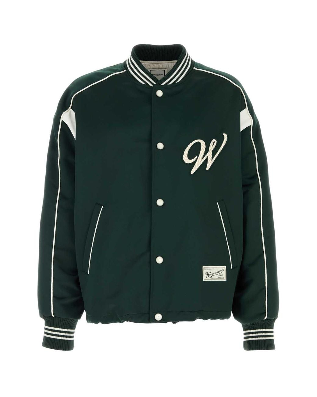 Wooyoungmi Bottle Green Satin Bomber Jacket for men