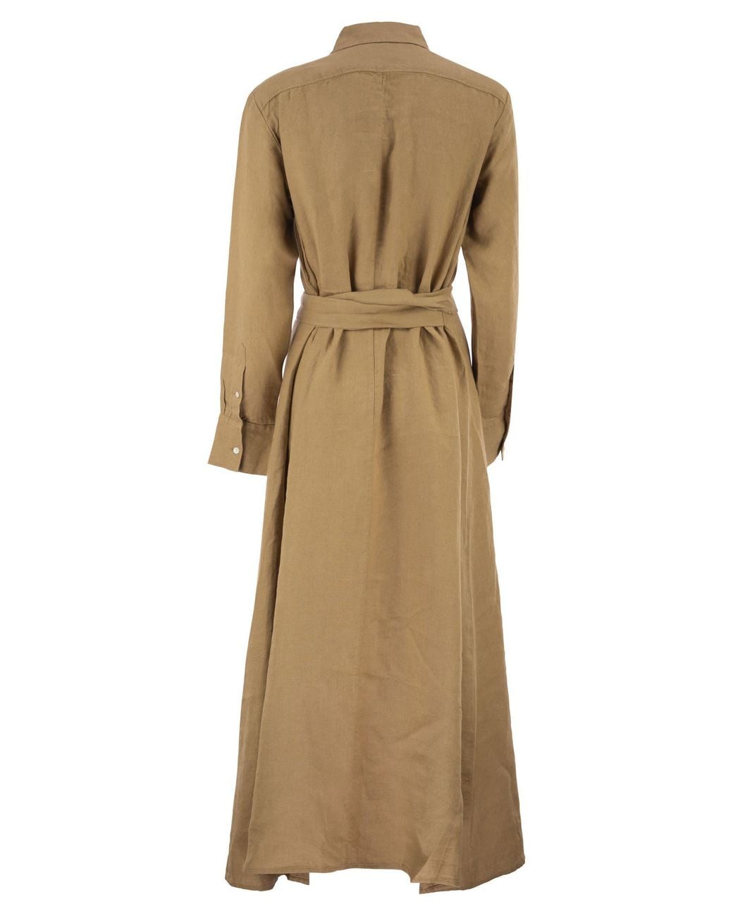 Polo Ralph Lauren Natural Long Linen Shirt Dress With Belt