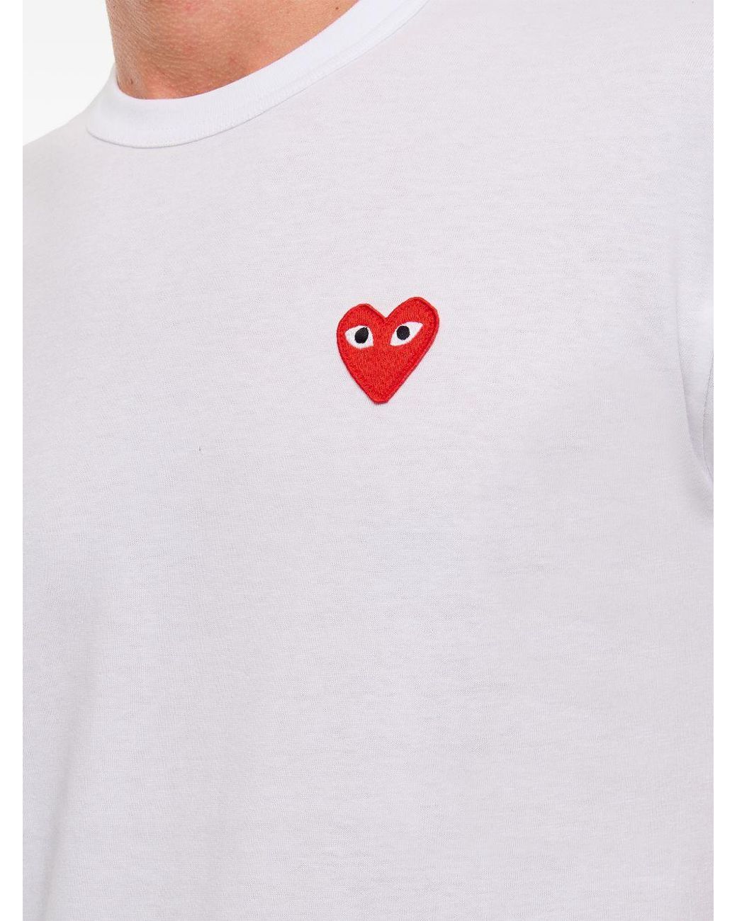 Comme des Garçons White Heart Cotton T Shirt