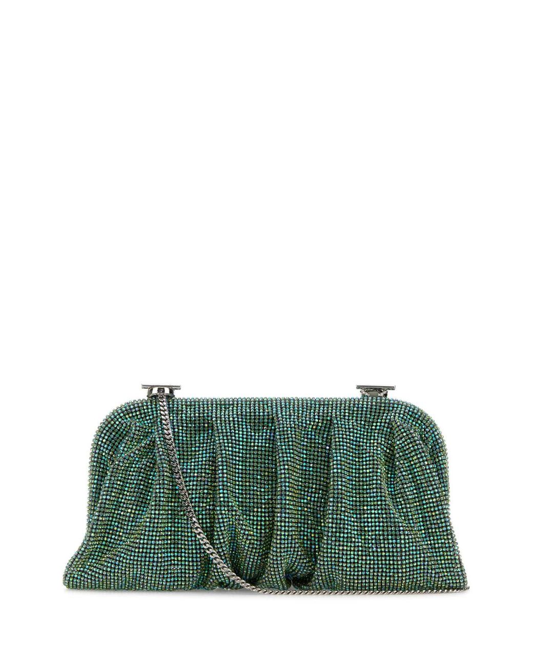 Benedetta Bruzziches Green Embellished Fabric Large Venus Clutch