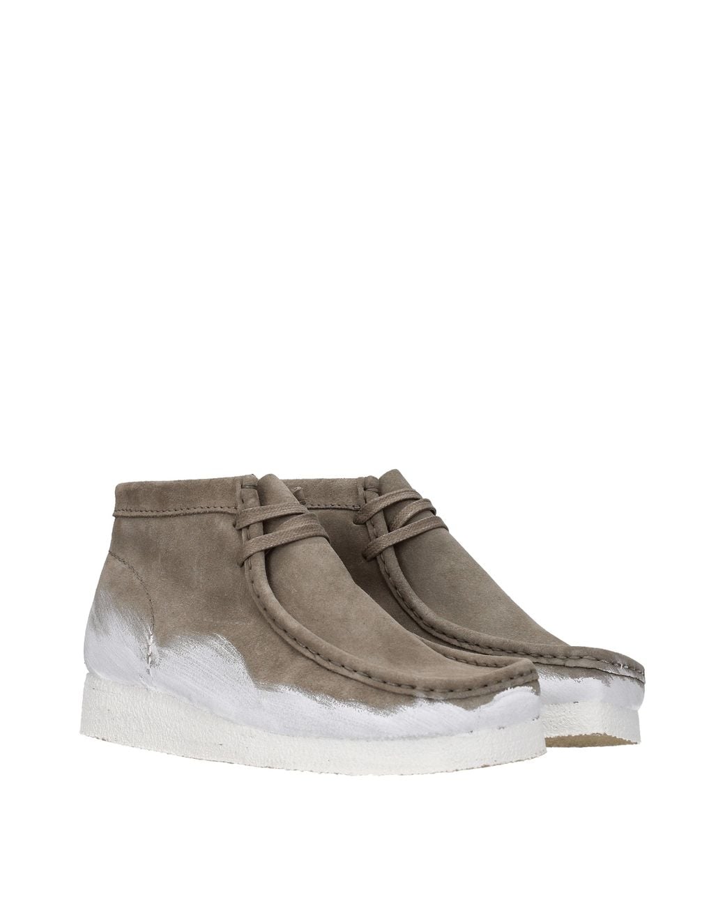 Clarks Gray Stivaletti Wallabee Uomo Camoscio Grigio/Bianco for men