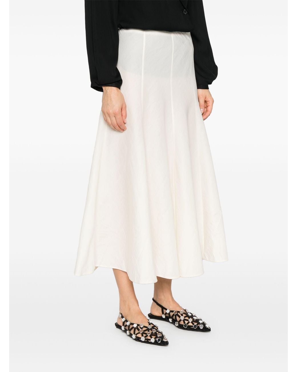 Khaite White Silk And Cotton Organza Skirt