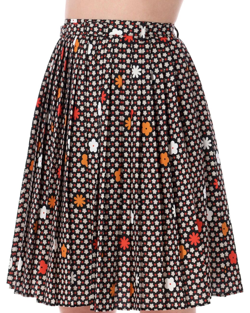 MM6 by Maison Margiela Black Pleated Floral Skirt
