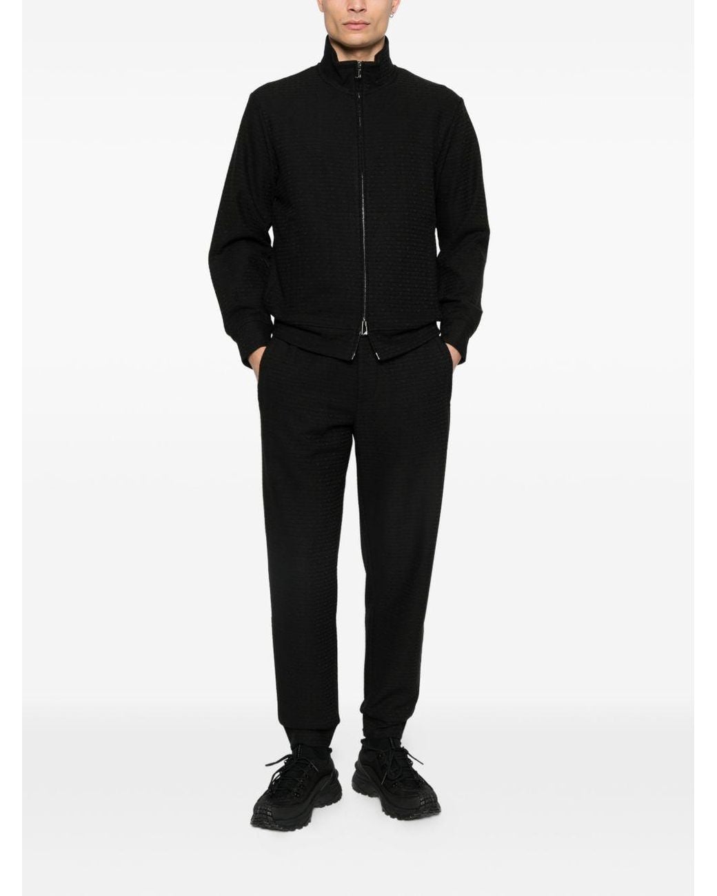 Emporio Armani Black Allover Logo Sweatpants