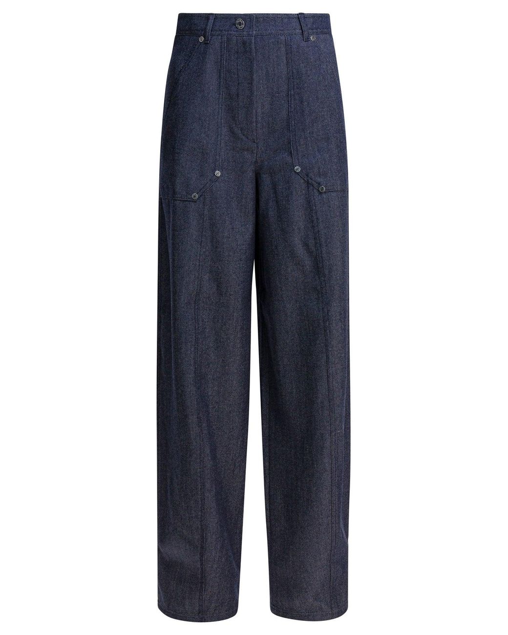 Max Mara Blue Denim-Effect Wool Pants