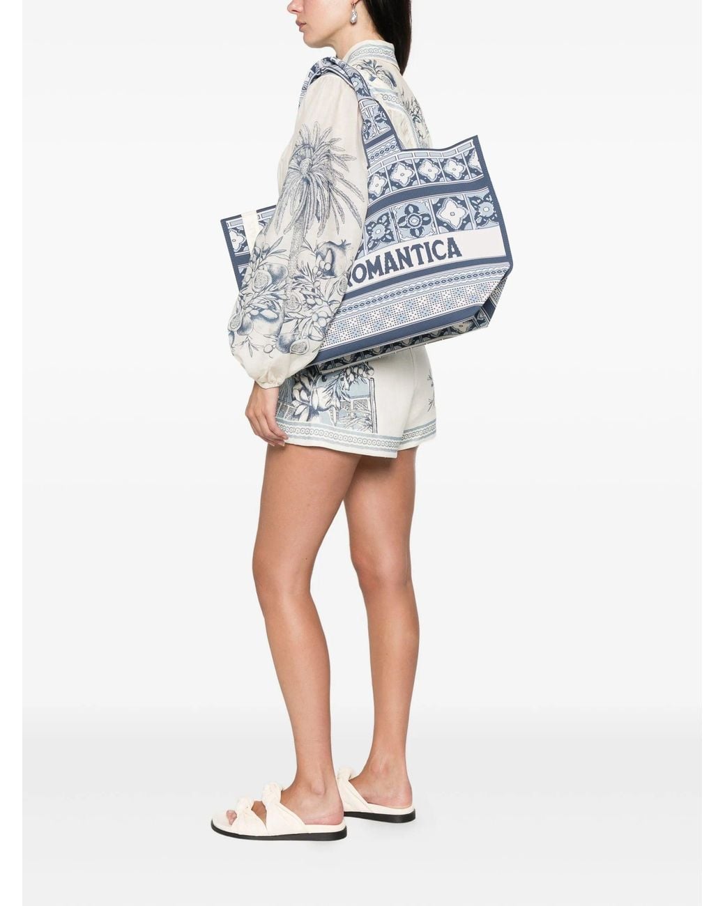 ALÉMAIS Blue Villa Romantica Jacquard Maxi Tote