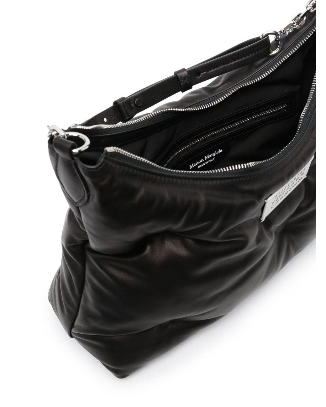 Maison Margiela Black Glam Slam Medium Leather Hobo Bag