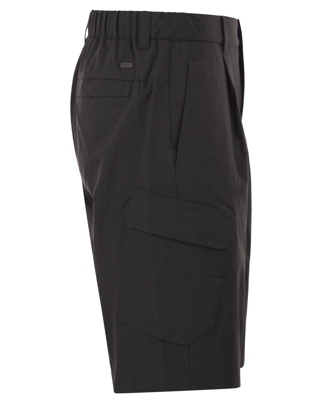Herno Black Technical Fabric Cargo Bermuda Shorts for men