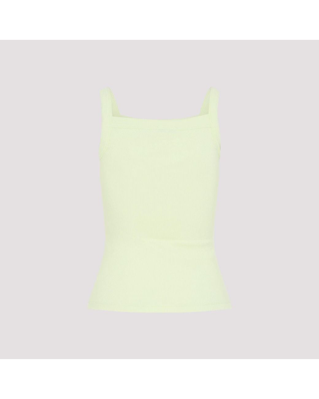 PANGAIA Yellow Soft Lime Cotton Ribbed Square Neck Tank Top